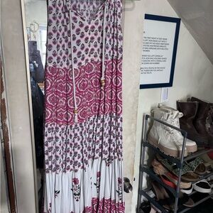 Chelsea & Theodore Pink and White Maxi Dress